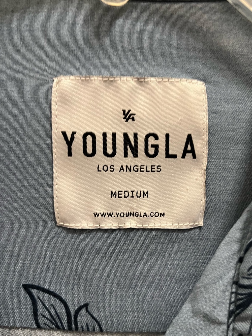YoungLA Slate Blue Floral Camp Collar Button-Up Shirt - Picture 2 of 6